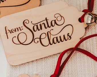 Wooden Christmas gift tags from Santa Claus