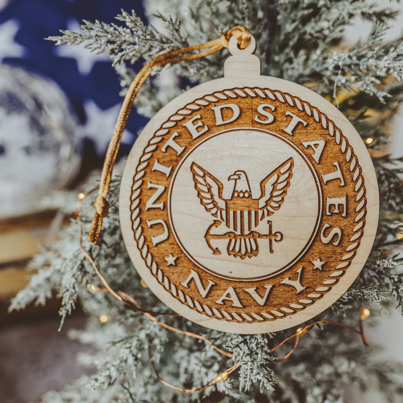 Wooden Christmas Ornaments Engraved Ornaments Navy Veteran Etsy