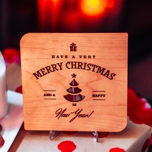 Luxury Christmas Cards, Cute Merry Xmas Cards, Merry Christmas Cards Wooden, Custom Holiday Cards for Business Coworkers Family Friends