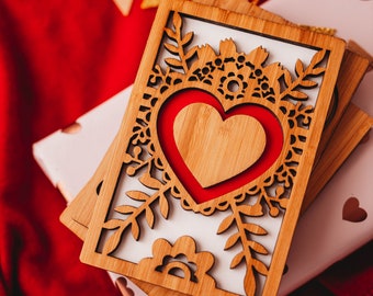 Wooden Greeting Card, Valentines Card Wife, Wooden Love Card, Valentines Day Gift for Wife,