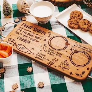 カスタムサンタクッキープレート、クリスマスイブクッキートレイ、サンタクッキーとミルクの盛り合わせ、ディアサンタサイン、サンタシャルキュトリーボード、