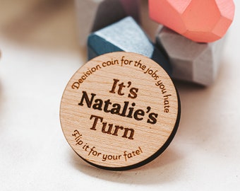 Fun New Parents Decision Flip Coin, Fun Wood Coin for Decision Making, New baby Gift, Baby Shower Gift, Personalized Gift,