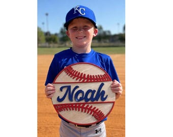 Personalized Baseball Name Sign Baseball Nursery Decor Boy Sports Room Custom Wall Art Baby Shower Gift for Child