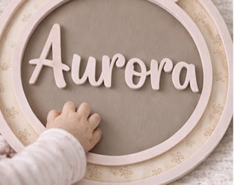 Personalized Baby Name Sign Nursery Wall Decor Wooden Name Plaque Custom Baby Girl Nursery Sign Baby Shower Gift Neutral Nursery Decor
