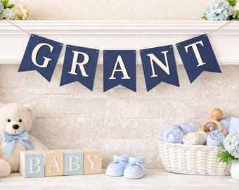 Baby Shower Gift Nursery Wall Name Banner Personalized Baby Room Sign Wooden Letter Bunting Nursery Birthday Hanging Custom Child Bedroom