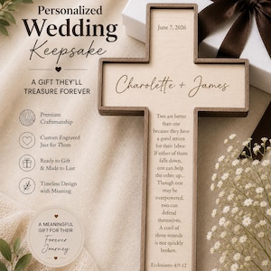 Personalized Wedding Cross Christian Wedding Gift Scripture Cross Meaningful Wedding Keepsake Anniversary Gift Religious Wedding Gift Ideas