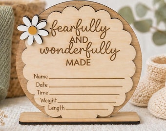 Baby Announcement Board Birth Stats Hospital Display Newborn Photo Prop Keepsake Sign Nursery Biblical Christian Shower Gift Under 20 Wooden