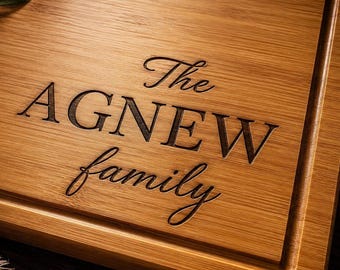 Personalized Engraved Cutting Board Wedding Gift Custom Bamboo Charcuterie Board Monogram Family Name Board Anniversary & Housewarming Gift