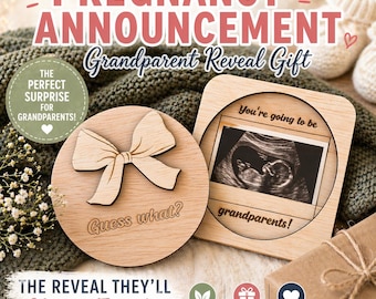 Grandparent Pregnancy Announcement Gift Grandma Baby Reveal Sign Ultrasound Photo Holder Wooden Frame Surprise Expecting Parent Keepsake