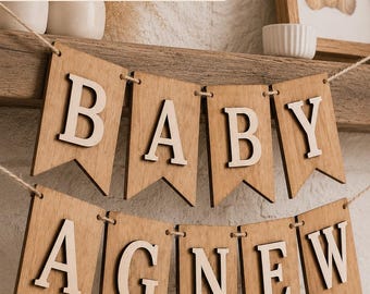 Personalized Baby Banner Name Sign Nursery Decoration Keepsake Baby Shower Gift Heirloom Nursery Decor Rustic Design Custom Photo nursery