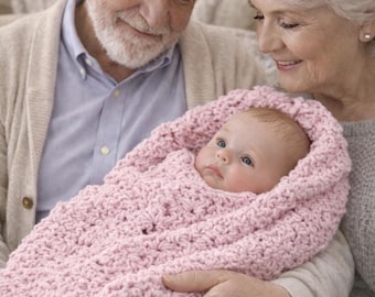 Chenille Baby Blanket Shell Stitch Scalloped Edge Crochet Afghan Handmade Nursery Throw Wrap Newborn Gift Shower Present Ultra Soft Pink