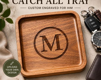 Personalized Fathers Day EDC Tray Custom Engraved Wooden Valet Tray for Dad Gift Catch All Tray Nightstand Organizer Gift idea for Father