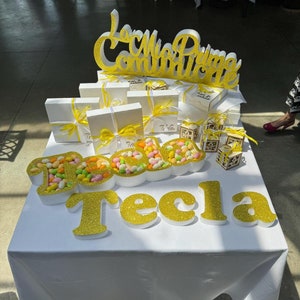 Scritta Cresima / comunione + nome personalizzato portaconfetti +confetti