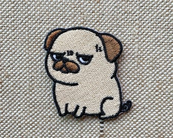 Patch Iron-On or Sew-On Flying Pug Embroidered Applique Dog Puppy