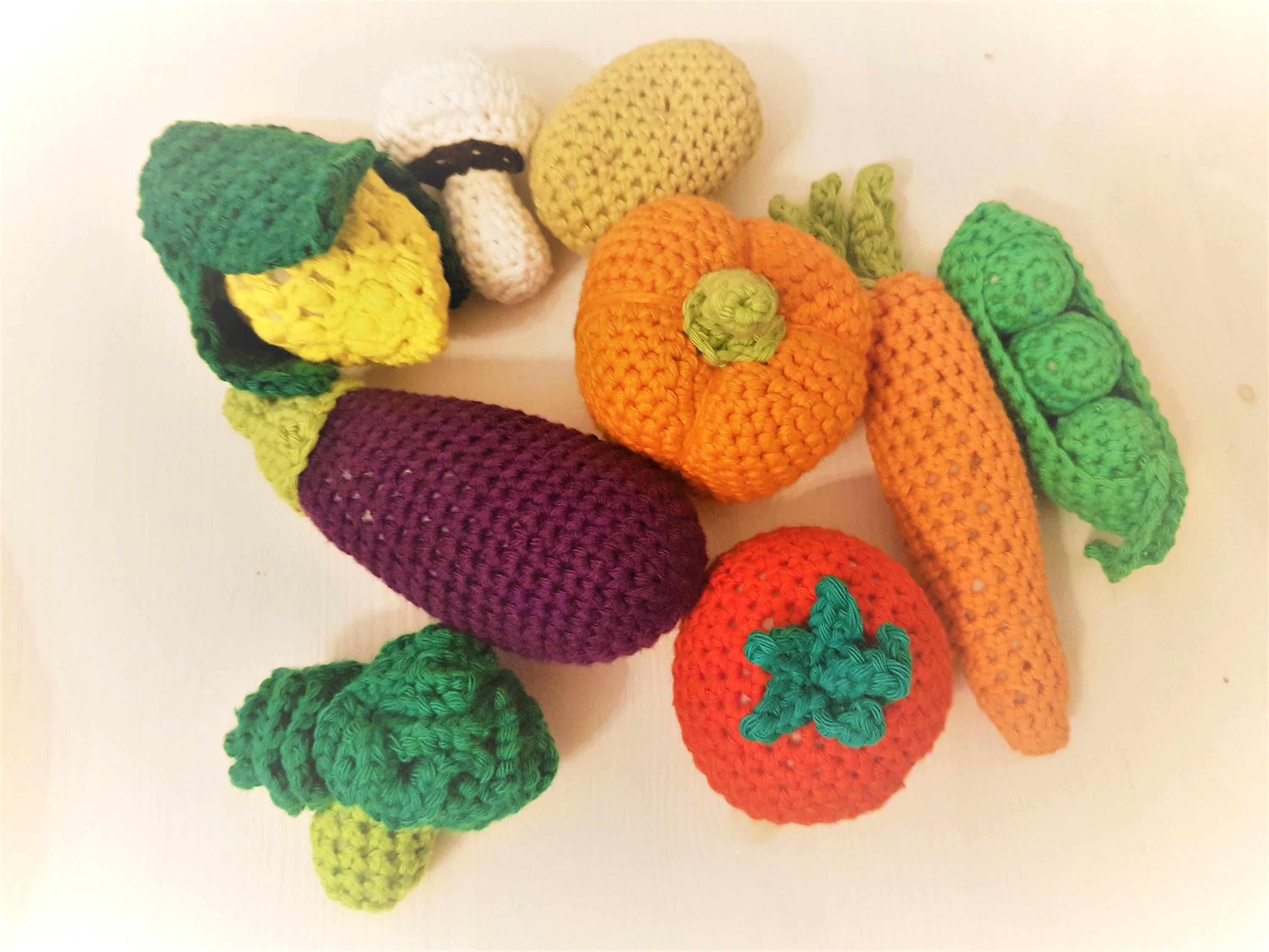 Crochet food vegetables play kitchen play food pepper carrot tomato eggplant mushroom etc.