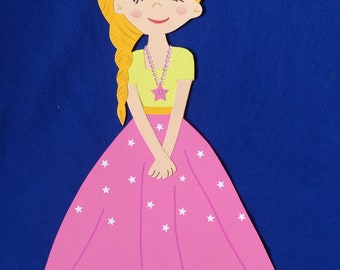 Window picture cardboard princess pink crown braid chain rhinestones girl decoration NEW
