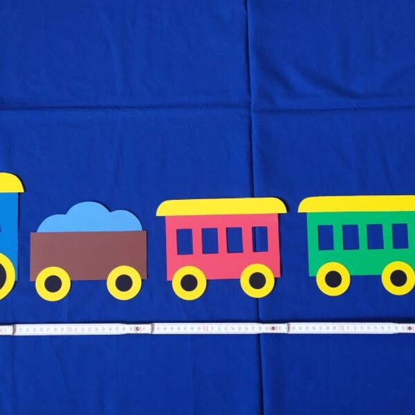 Fensterbild Tonkarton Eisenbahn 1 x Lok 4 x Waggon Geburtstags Kalender Kita Farbwunsch Kinder Junge Deko NEU