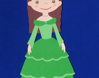 Window picture cardboard princess green crown chain rhinestones girls decoration NEW