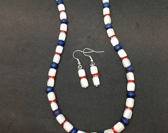 Patriottische ketting en oorbellen set