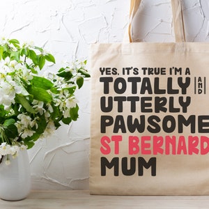 Cute Pawsome St Bernard Tote Bag – Perfect for Carrying Your Favourite Things– Handmade on Etsy