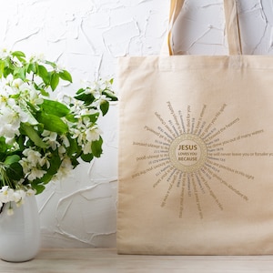 Jesus Loves you Tote Bag Jesus Loves you because shopping bag