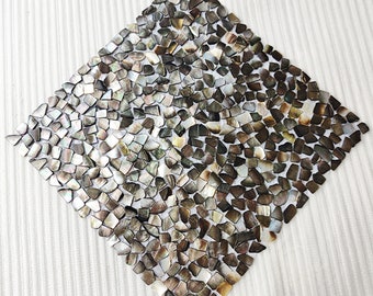 Handmade Black Mini Pebble Mother of Pearl Mosaic Tile