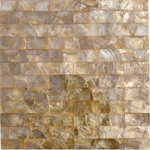 Handmade Epoxy Golden Brick Mother of Pearl Capiz Tile For Bathroom Kitchen Shower Wall Spa Backsplash Tile
