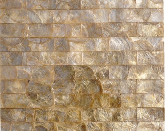 Handmade Epoxy Golden Brick Mother of Pearl Capiz Tile For Bathroom Kitchen Shower Wall Spa Backsplash Tile