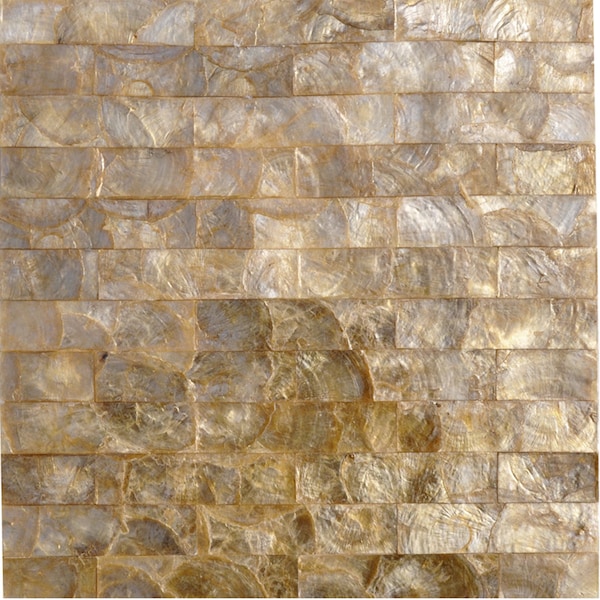 Handmade Epoxy Golden Brick Mother of Pearl Capiz Tile For Bathroom Kitchen Shower Wall Spa Backsplash Tile