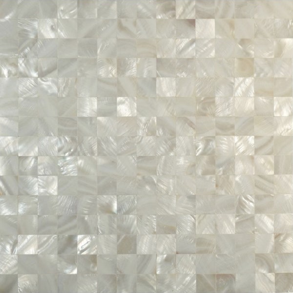 Handgemachte weiße nahtlose quadratische Perlmuttfliese für Badezimmerküchenwand-Spa-Dusche Backsplash-Kachel