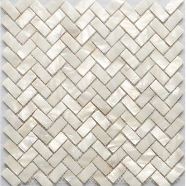 Handmade White Mother of Pearl Herringbone Mosaic Tile For Bathroom Kitchen Spa Wall Shower Backsplash Tile