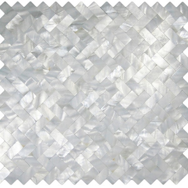 Herringbone Mother of Pearl Mosaic Tile for Bathroom Shower & Kitchen Backsplash