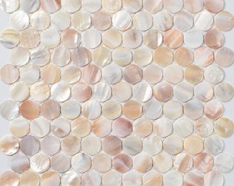 Handmade Serene Round Penny Mother of Pearl Mosaic Tile for Bathroom Kitchen Shower Backsplash Tile