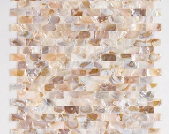 Handmade Iridescent Brick Groutless Mother of Pearl Tile For Bathroom Kitchen Shower Wall Backsplash Tile