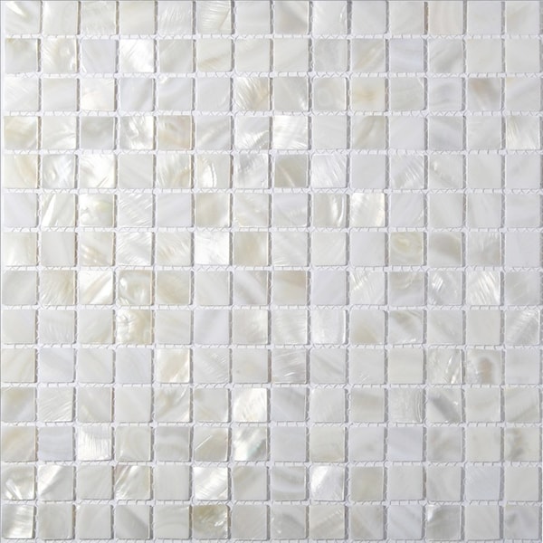 Genuine White Square Mother of Pearl Tile | Handmade Shell Mosaic for Kitchen Backsplash & Spa Shower | 4"x4" Sample Available