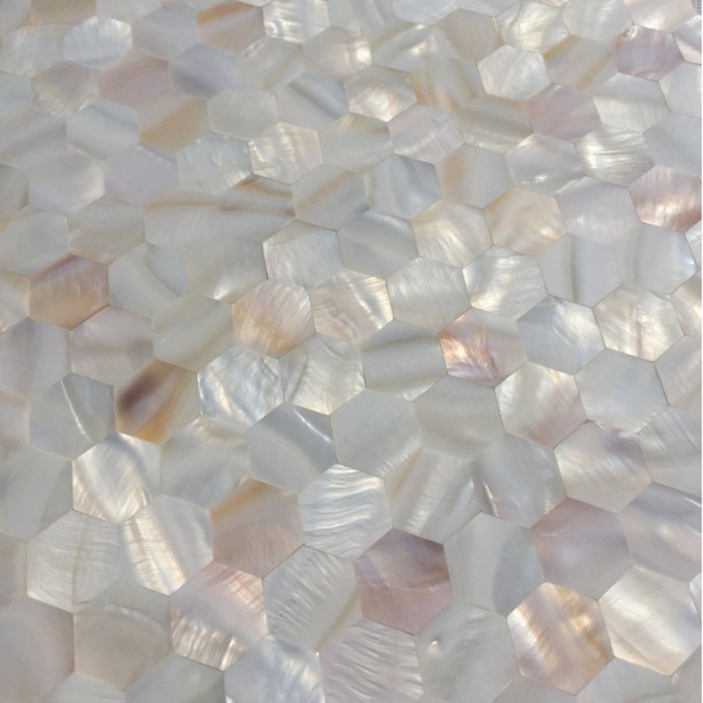 Handmade Groutless Serene Hexagon Mother of Pearl Mosaic Tile Etsy
