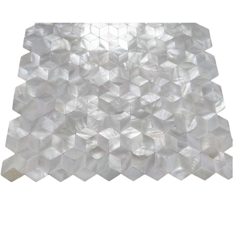 Handmade White Groutless Rhombus Mother of Pearl Mosaic Tile Etsy UK