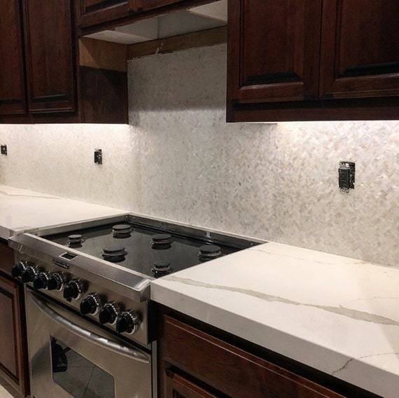 Peel and stick mother of pearl backsplash deals