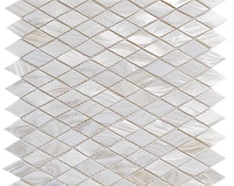 Diamond Mother of Pearl Mosaic Tile | Rhombus Shell Backsplash | Kitchen & Bathroom Shower Wall Decor