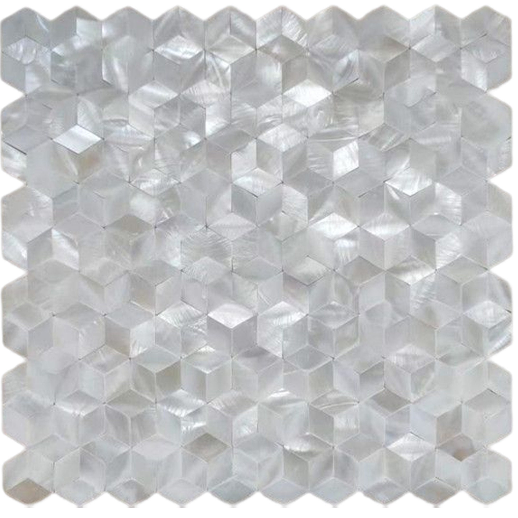 Handmade White Groutless Rhombus Mother of Pearl Mosaic Tile
