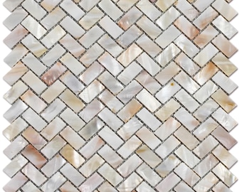 Handmade Serene Herringbone Mother of Pearl Mosaic Tile for Bathroom Kitchen Wall Shower Backsplash Tile