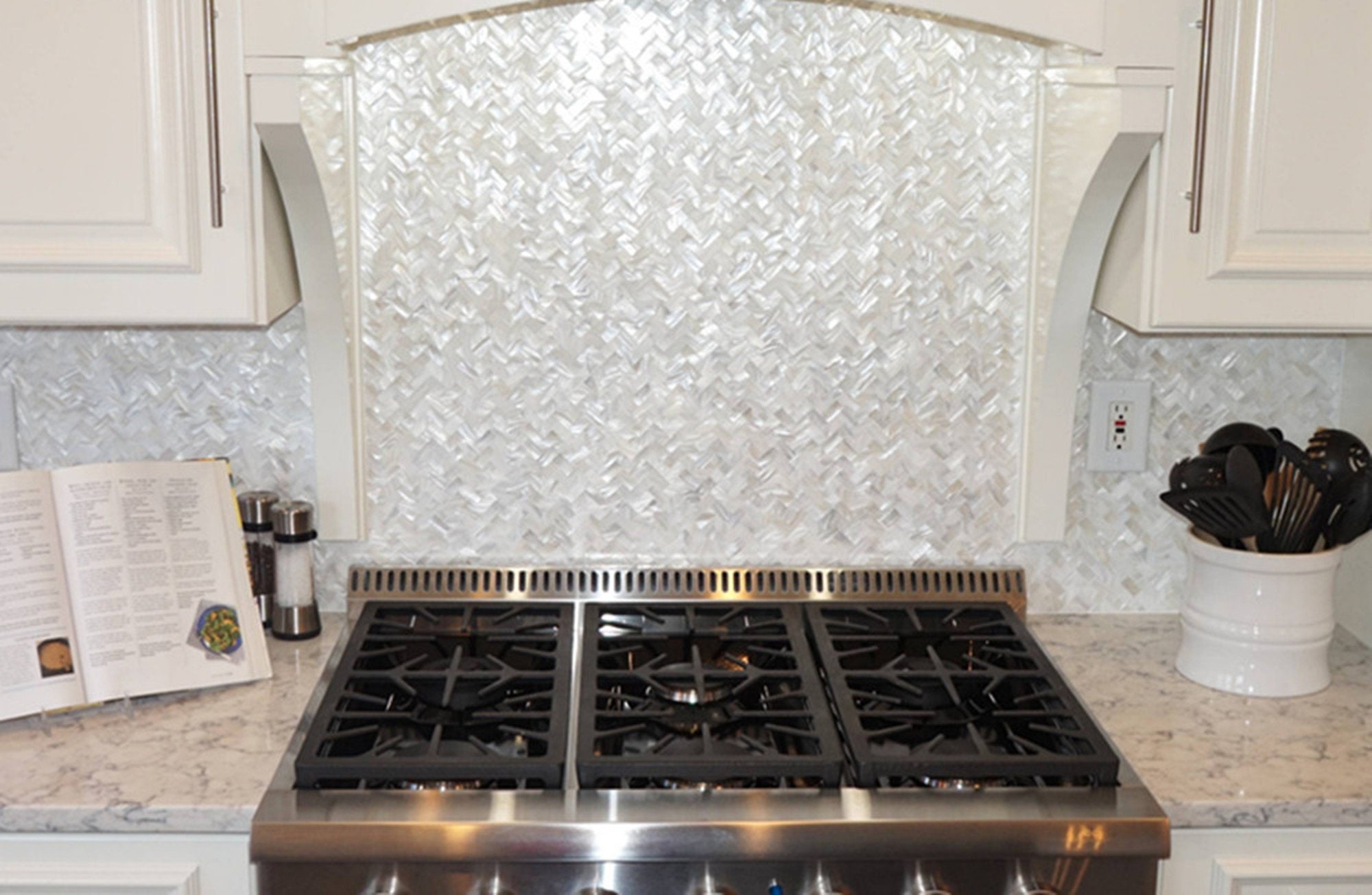 Handmade White Groutless Herringbone Mother of Pearl Mosaic Etsy UK