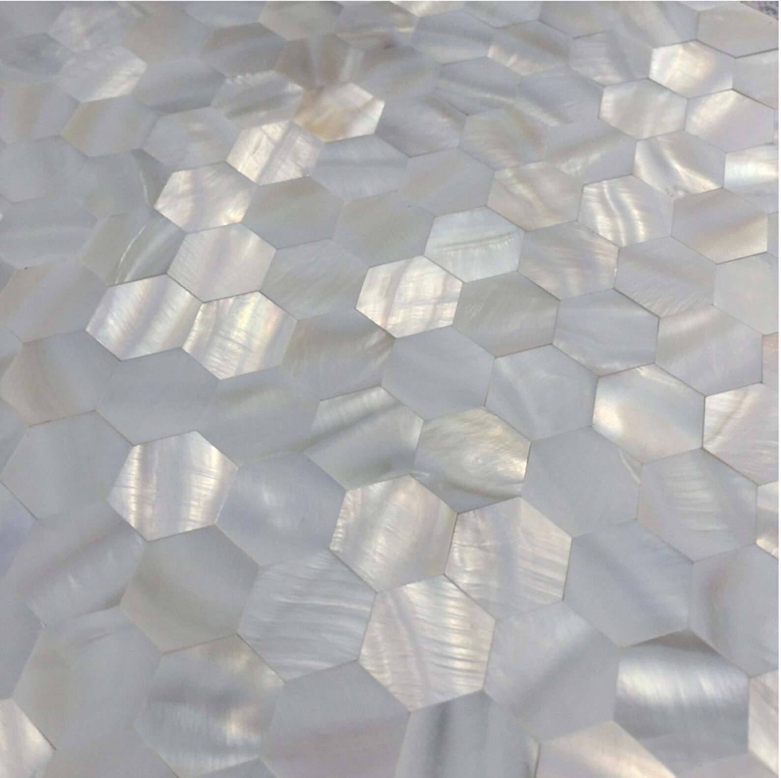 Handmade White Groutless Hexagon Mother of Pearl Mosaic Tile Etsy