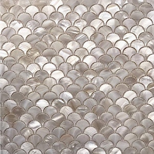 Handmade White Fish Scale Mother of Pearl Mosaic Tile For Bathroom Kitchen Wall Shower Spa Backsplash Tile image 1