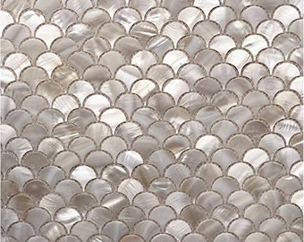 Azulejo de mosaico de nácar hecho a mano con escamas de pescado blanco para baño, cocina, pared, ducha, Spa, azulejo contra salpicaduras