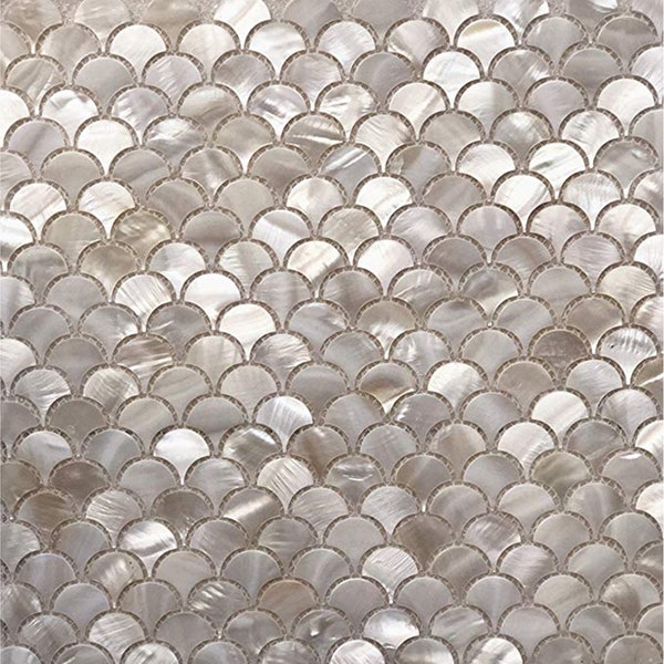 Handgemachte weiße Fisch-Skala Perlmutt-Mosaik-Fliesen für Badezimmer-Küchen-Wand-Dusche-Spa Backsplash-Fliesen