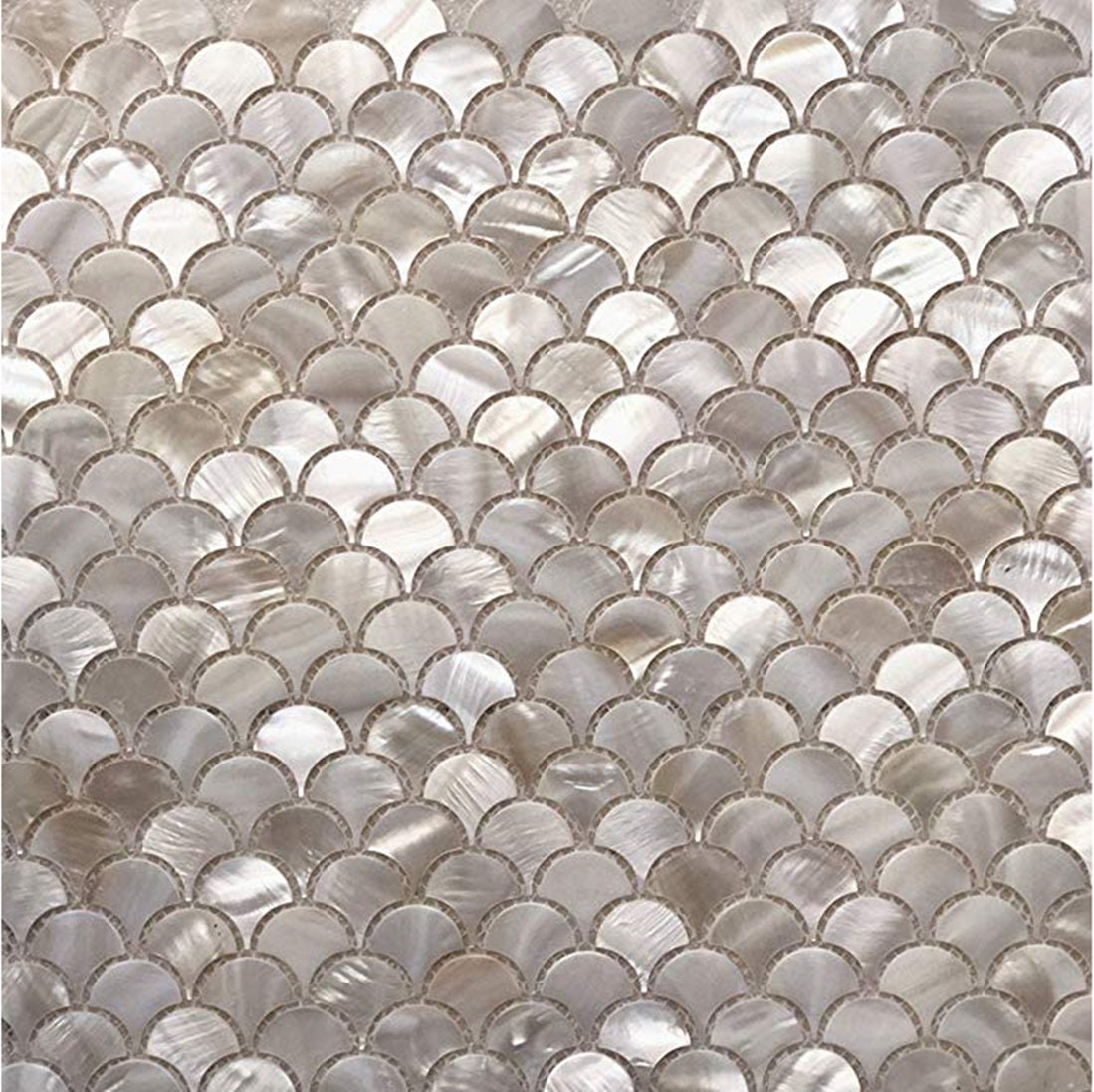 white fish scale tile backsplash