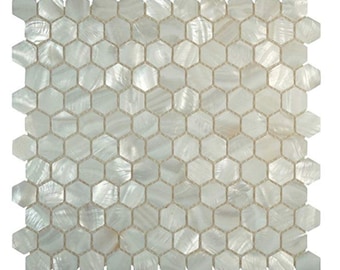 Hecho a mano genuino hexágono blanco nácar mosaico azulejo para baño pared pared spa ducha salpicadura azulejos