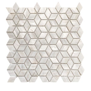 Handmade White Rhombus Mother of Pearl Mosaic Tile For Bathroom Kitchen Wall Spa Shower Backsplash Tile