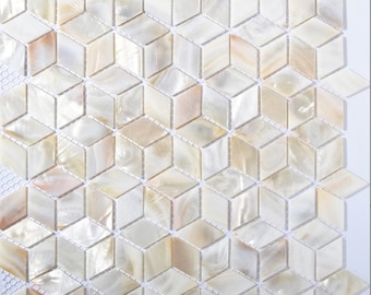 Handmade Serene Rhombus Mother of Pearl Mosaic Tile For Bathroom Kitchen Wall Spa Shower Backsplash Tile